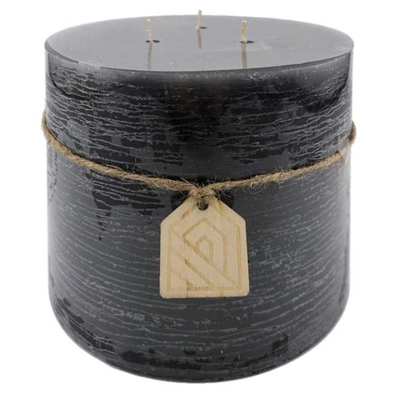 Dark Grey Unscented Pillar Candle, 6×5