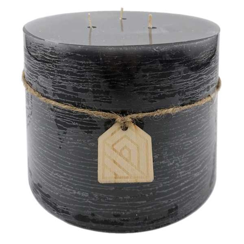 Dark Grey Unscented Pillar Candle, 6×8