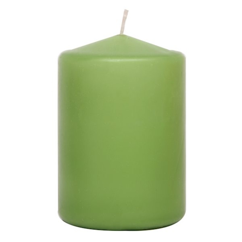 Green Unscented Overdip Pillar Candle, 3×4