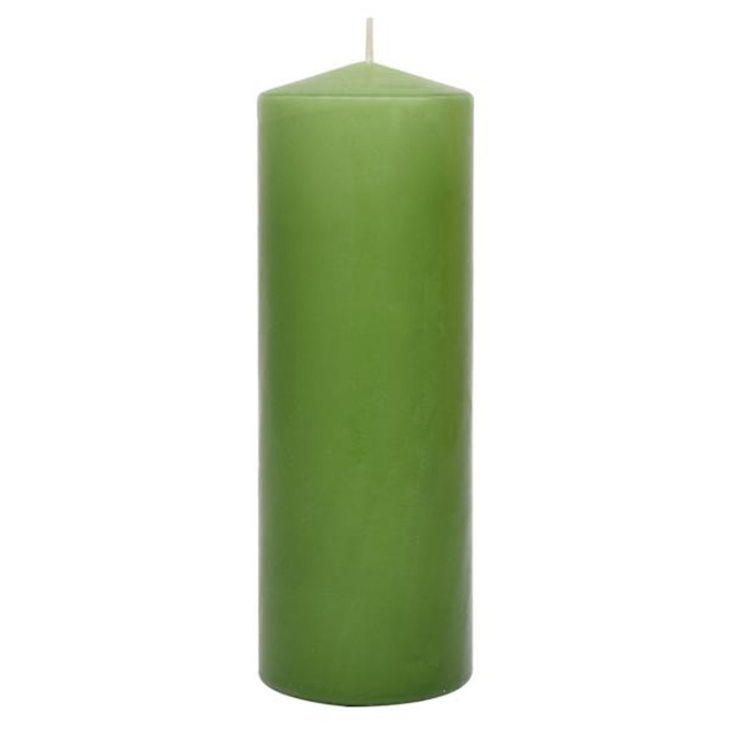 Green Unscented Overdip Pillar Candle, 3×8