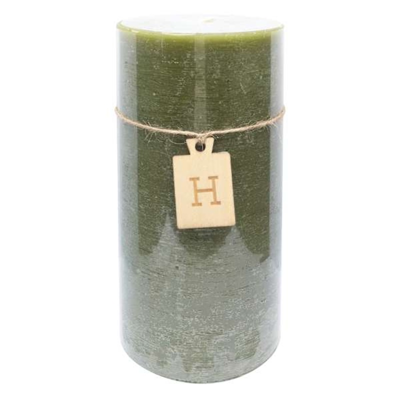 Green Unscented Pillar Candle, 4×8