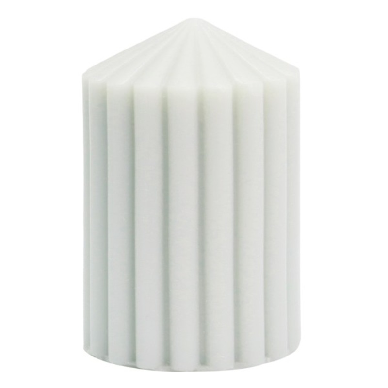 Grey Unscented Ribbed Pillar Candle, 3×4