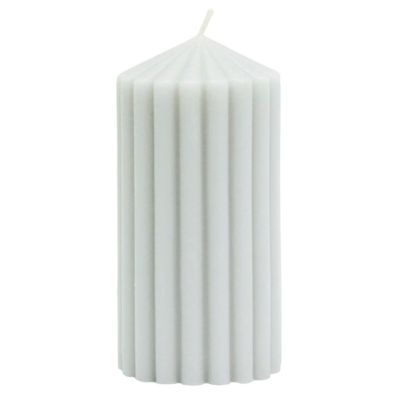 Grey Unscented Ribbed Pillar Candle, 3×6