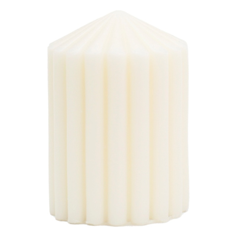 Ivory Unscented Ribbed Pillar Candle, 3×4