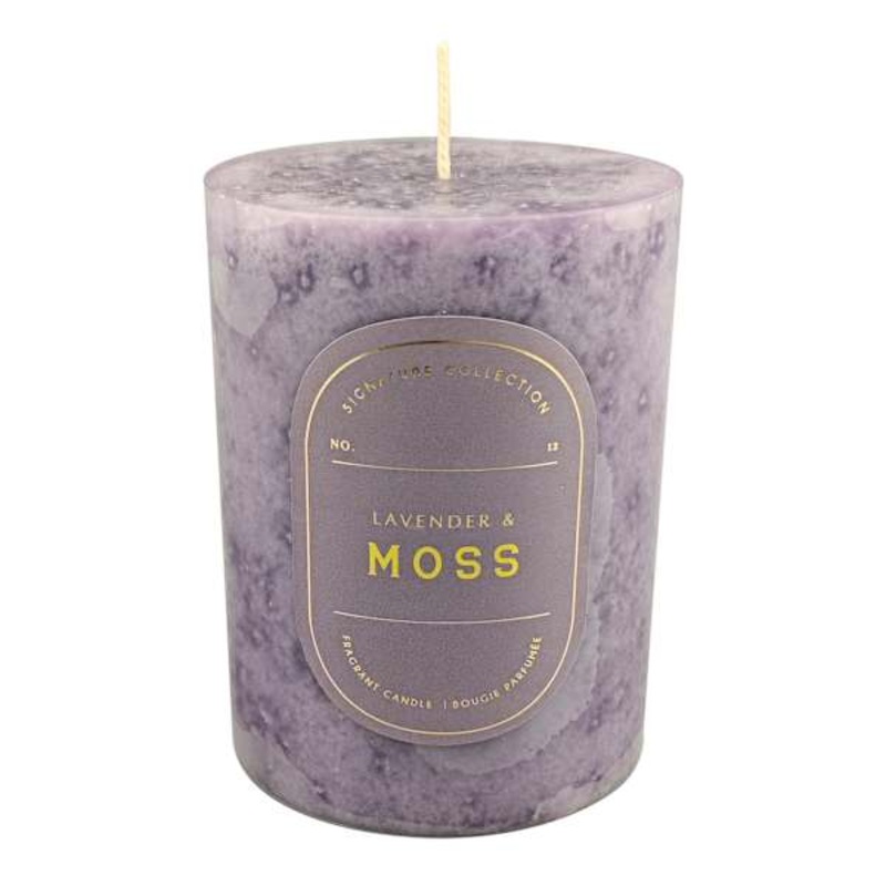 Lavender & Moss Scented Pillar Candle, 3×4