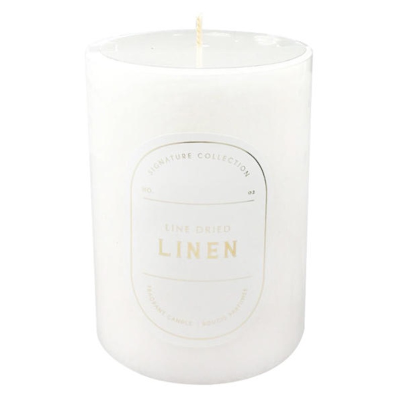 Line Dried Linen Scented Pillar Candle, 3×4