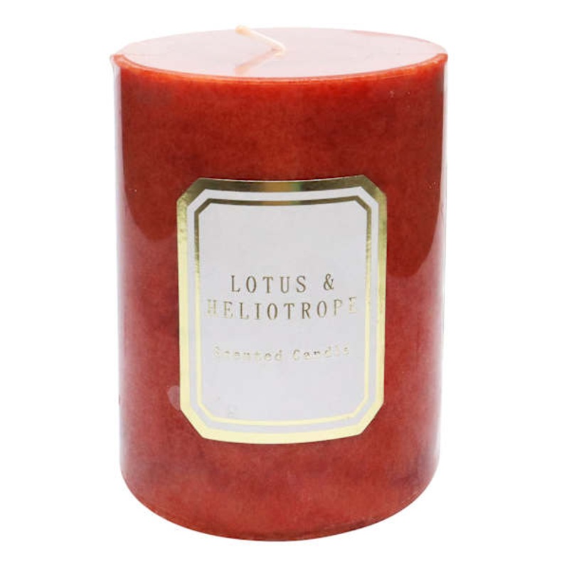 Lotus & Heliotrope Scented Pillar Candle, 3×4
