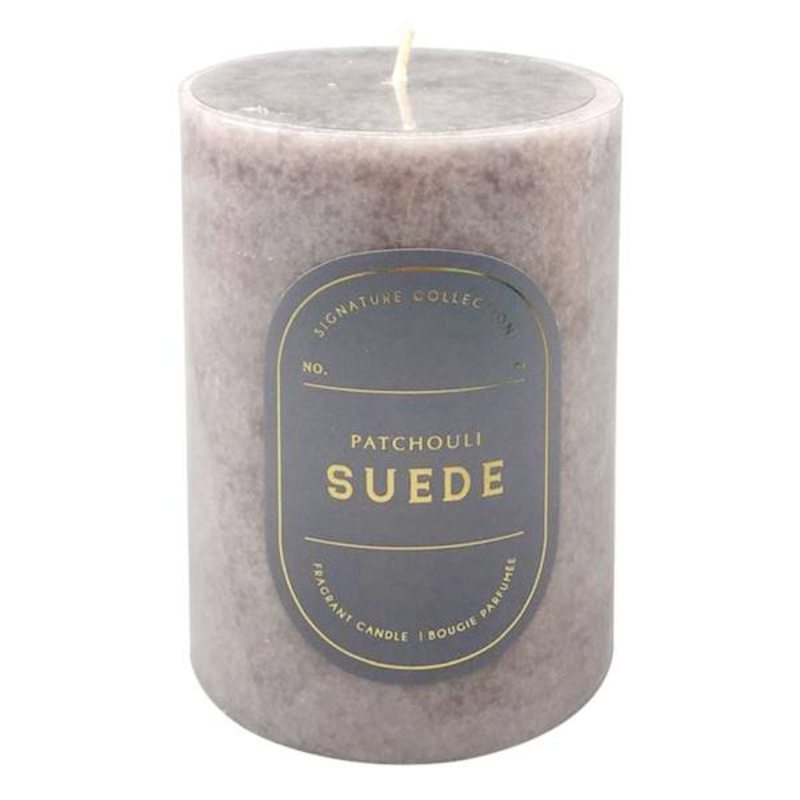 Patchouli Suede Scented Pillar Candle, 3×4