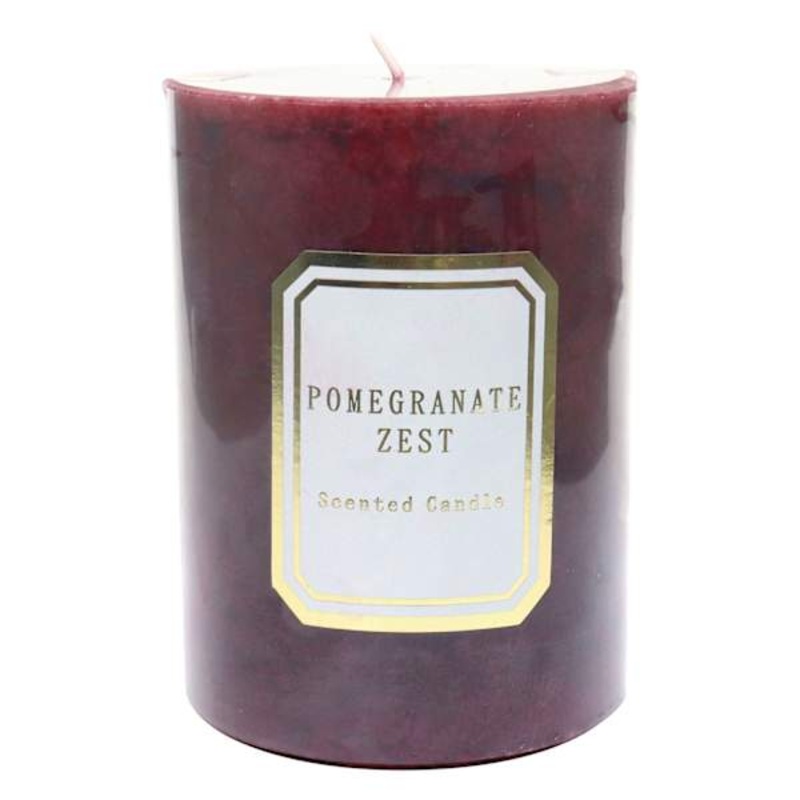 Pomegranate Zest Scented Pillar Candle, 3×4