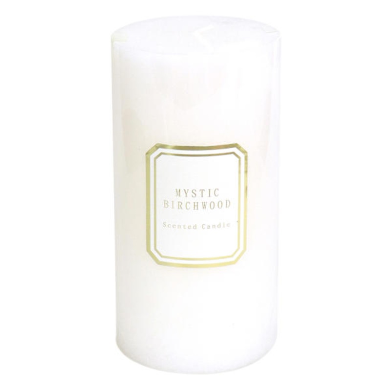 Providence White Mystic Birchwood Scented Pillar Candle, 3×6
