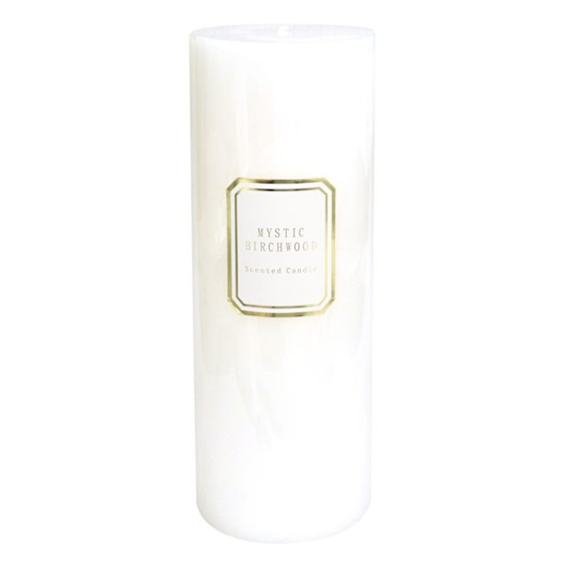 Providence White Mystic Birchwood Scented Pillar Candle, 4×11