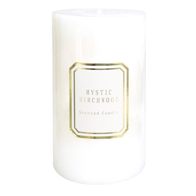 Providence White Mystic Birchwood Scented Pillar Candle, 4×6
