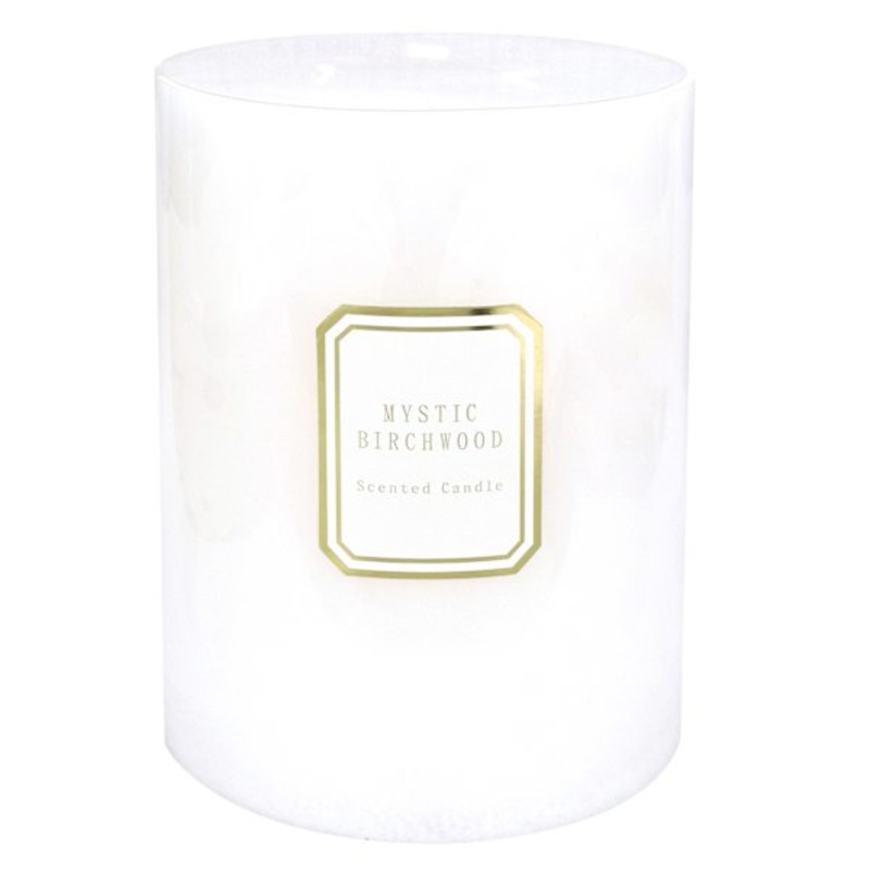 Providence White Mystic Birchwood Scented Pillar Candle, 6×8