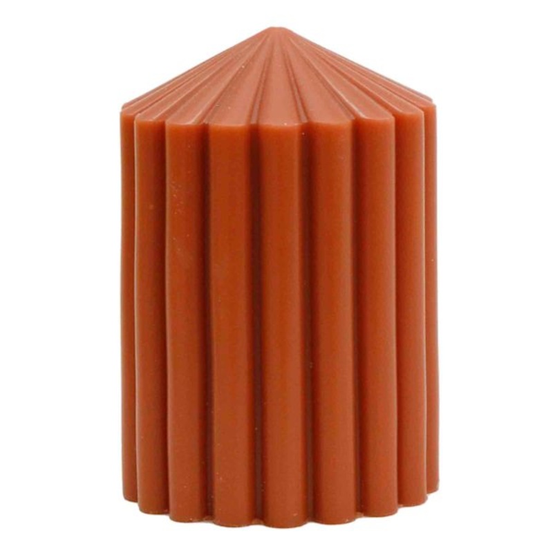Rust Unscented Ribbed Pillar Candle, 3×4