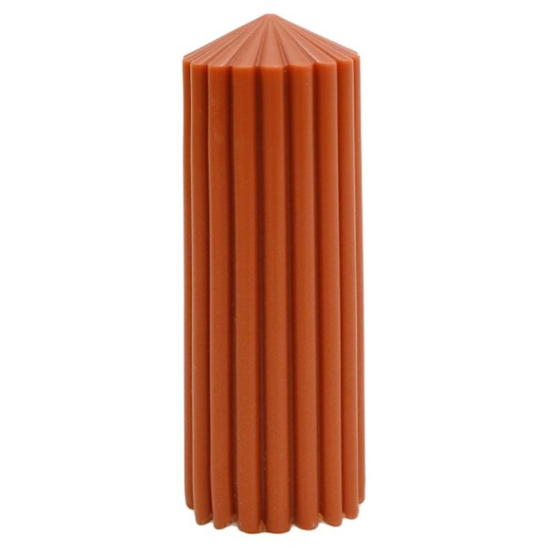 Rust Unscented Ribbed Pillar Candle, 3×8
