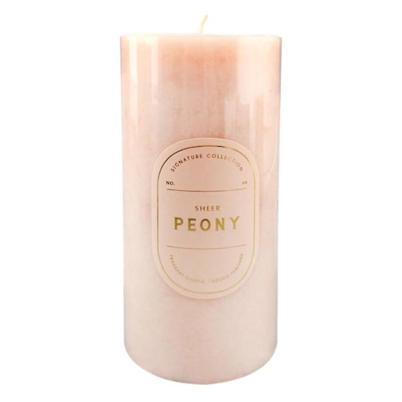 Sheer Peony Scented Pillar Candle, 3×6