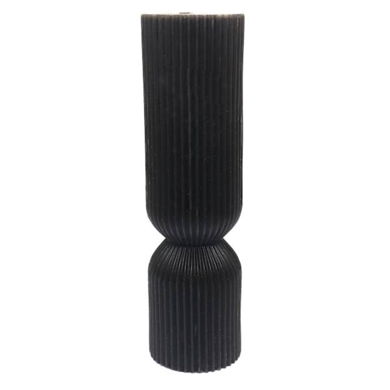 Tracey Boyd Black Unscented Ribbed Hourglass Candle, 3×10
