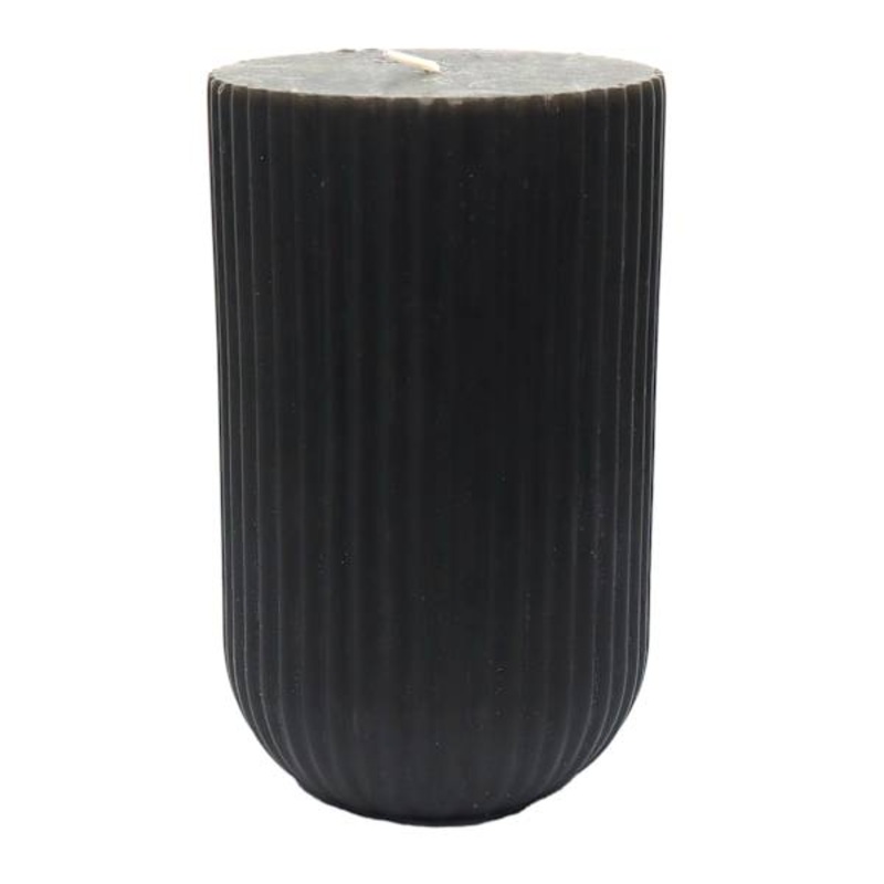Tracey Boyd Black Unscented Ribbed Modern Candle, 3.5×6