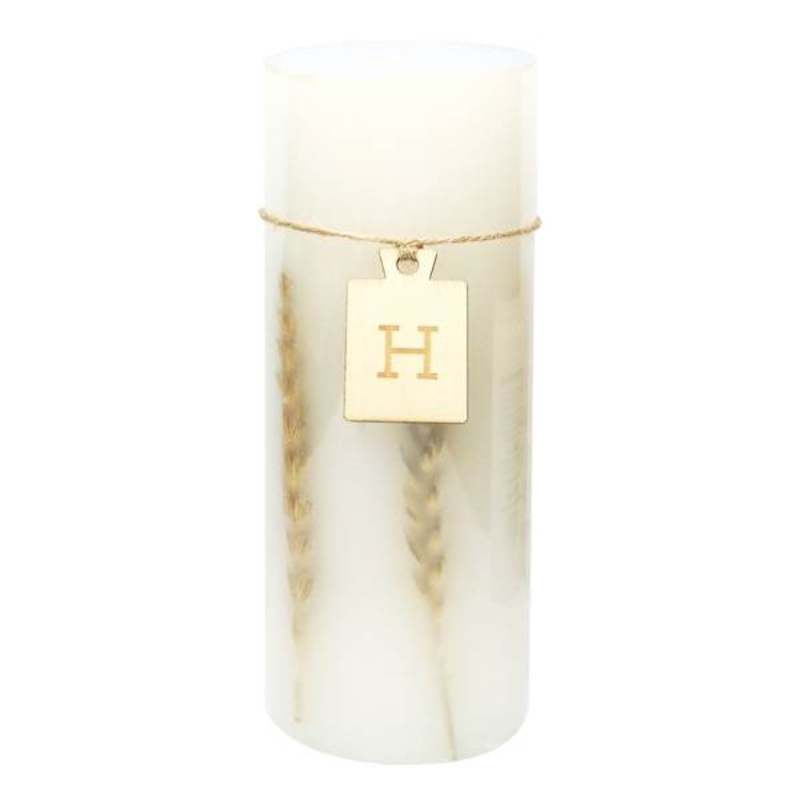 Wheat Embedded Unscented Pillar Candle, 3×8