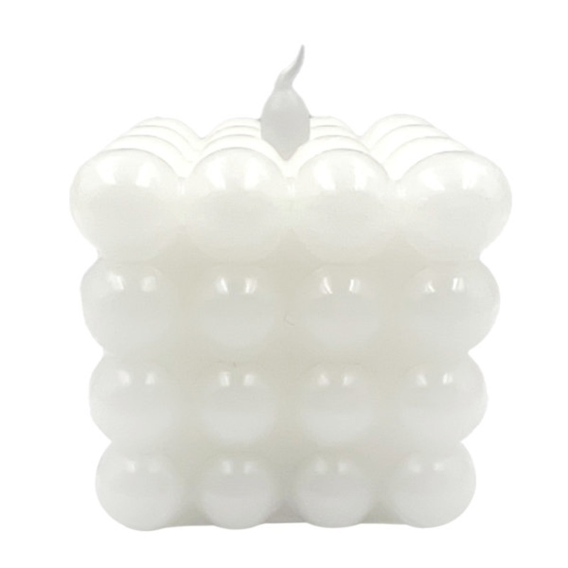 White Square LED Bubble Candle with 5-Hour Timer