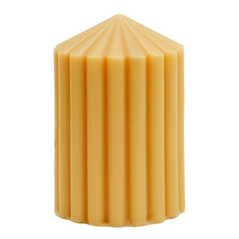 Yellow Unscented Ribbed Pillar Candle, 3×4