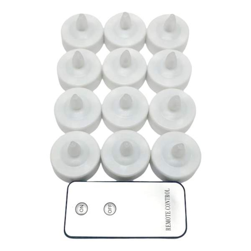 12PK white Tealights W/Remote