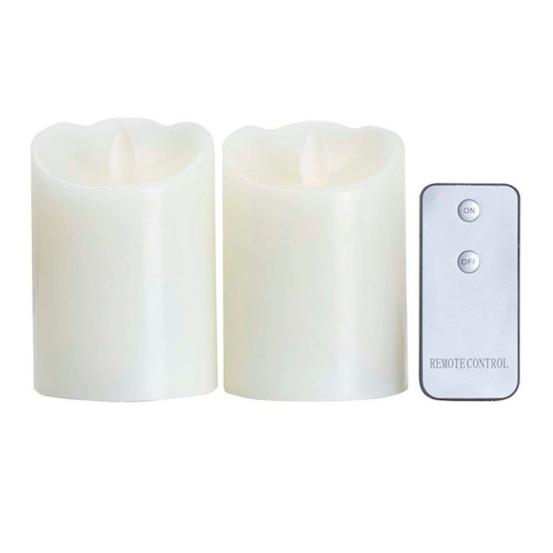 2-Pack White LED Realistic Pillar Candles, 3×4