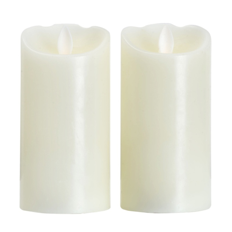 2-Pack White Realistic LED Pillar Candles, 3×6