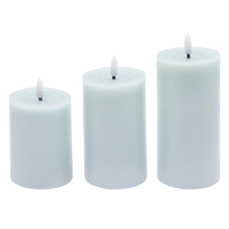 3-Pack Blue LED Pillar Candles, 3×4/3×5/3×6