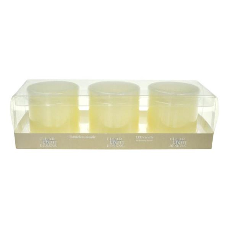 3-Pack Ivory Wax LED Votive Candles, 2×3