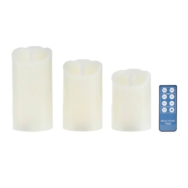 3-Pack White Wax LED Pillar Candles