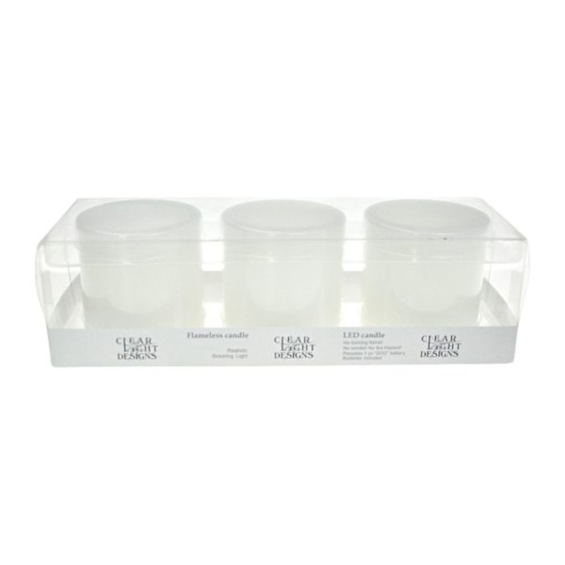 3-Pack White Wax LED Votive Candles, 2×3