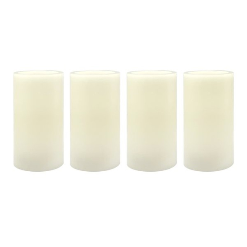 4-Pack Ivory LED Flameless Pillar Candles, 3×6