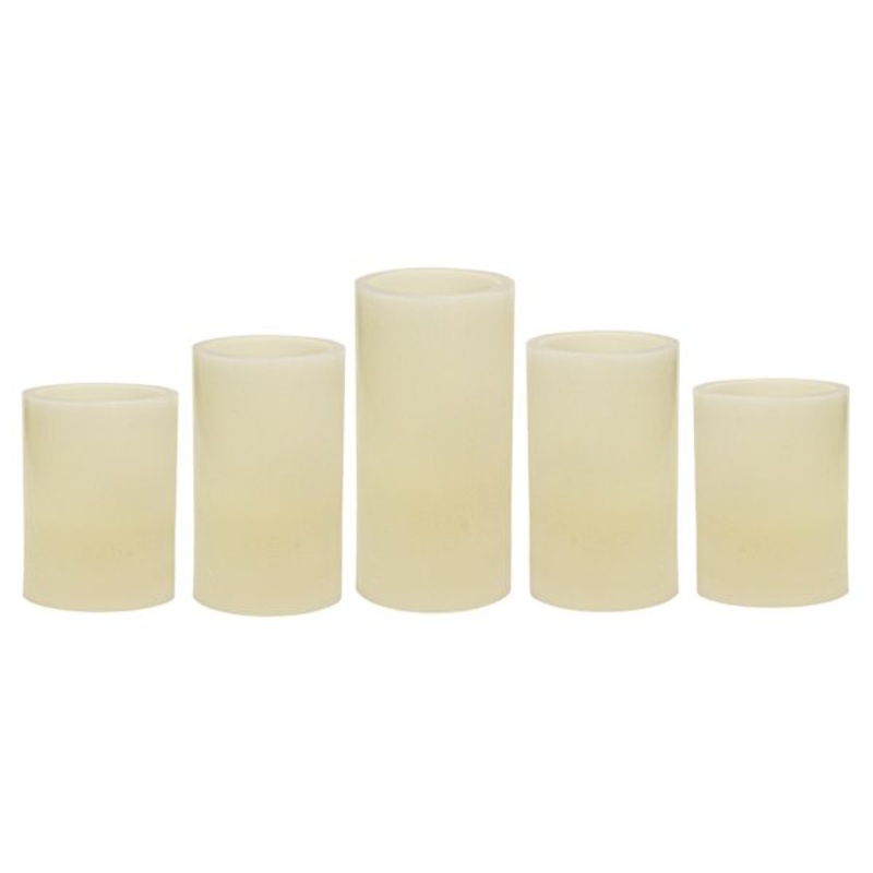 5-Pack Ivory LED Flameless Pillar Candles