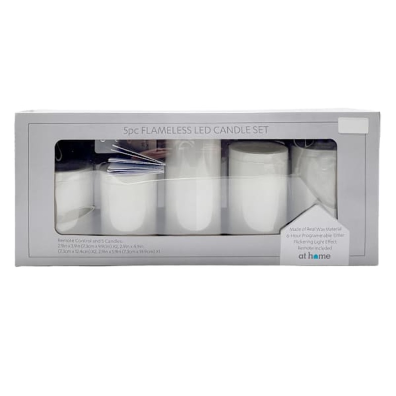 5Pk White Pillars 3×4-5-6 Candle