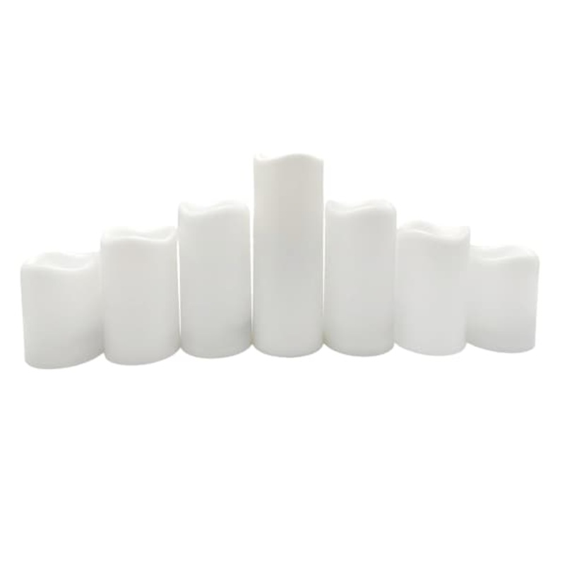 7-Pack Ivory All Weather LED Pillar Candles, 3×4/3×5/3×6/3×8