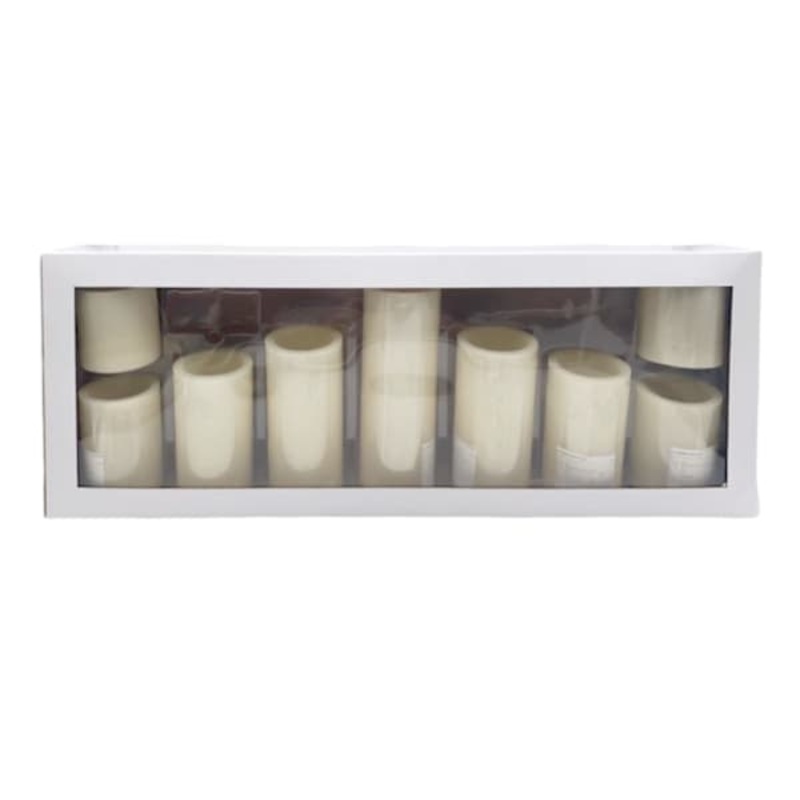 9Pk Ivory Pillars 3×3-4-5-6-8 Candle