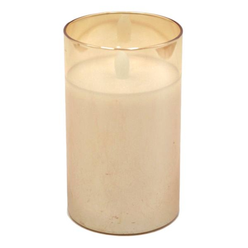 Amber Glass LED Pillar Candle, 3×5