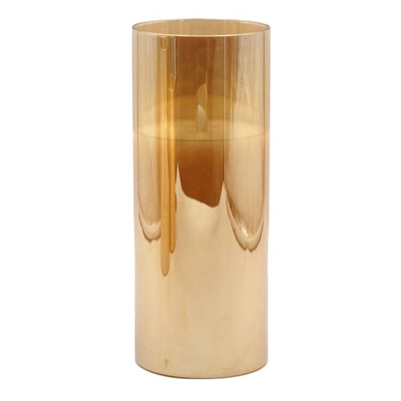 Amber Glass LED Pillar Candle, 4×10