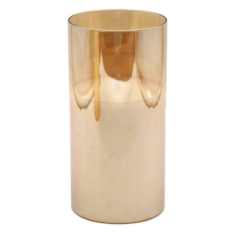 Amber Glass LED Pillar Candle, 4×8