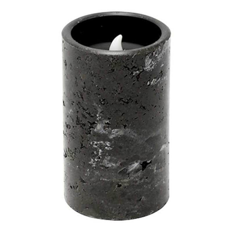 Crosby St. Black Marbled Wax LED Pillar Candle with 6-Hour Timer, 3×5