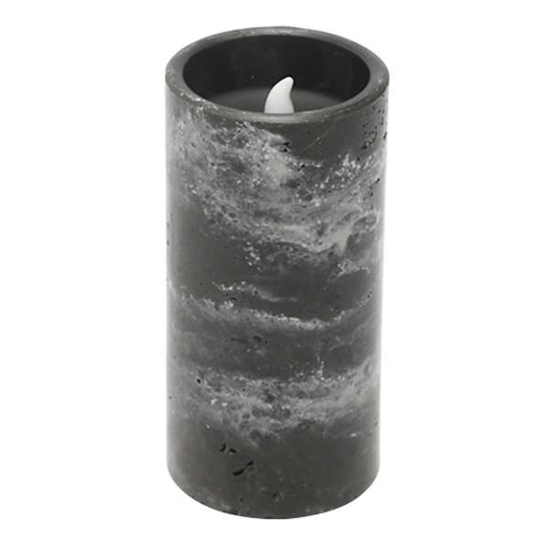 Crosby St. Black Marbled Wax LED Pillar Candle with 6 Hour Timer, 3×6