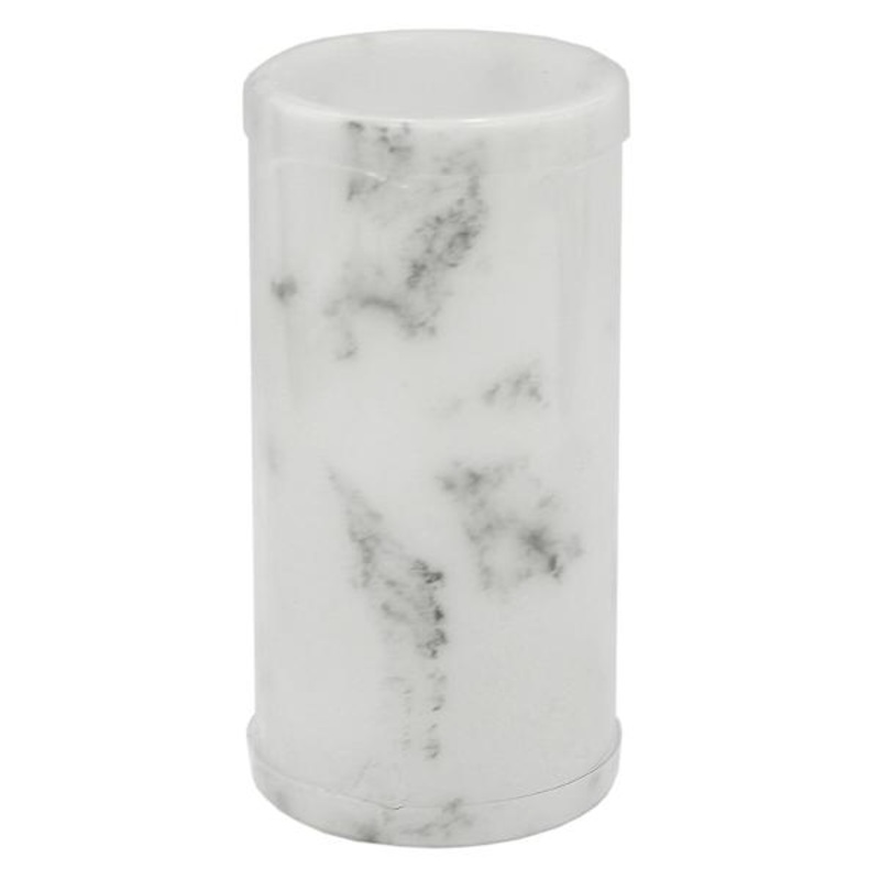 Crosby St. White Marbled Wax LED Pillar Candle with 6 Hour Timer, 3×6