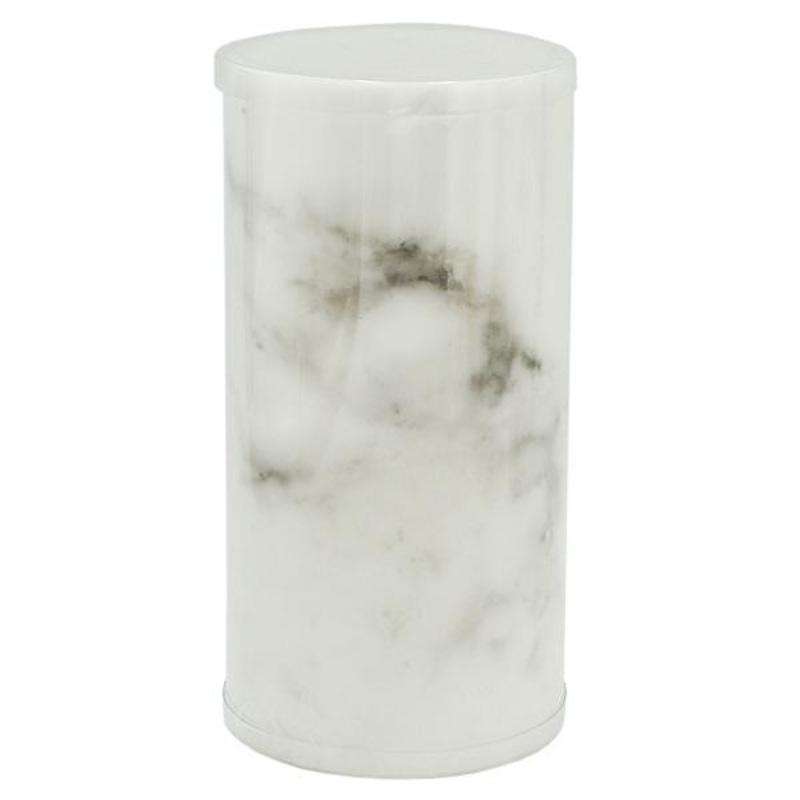 Crosby St. White Marbled Wax LED Pillar Candle with 6 Hour Timer, 4×8