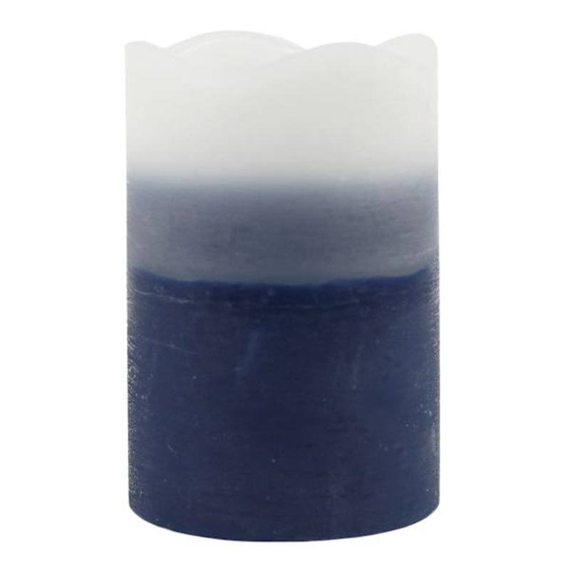 Dark Blue Ombre Wax LED Pillar Candle with 6 Hour Timer, 4×6