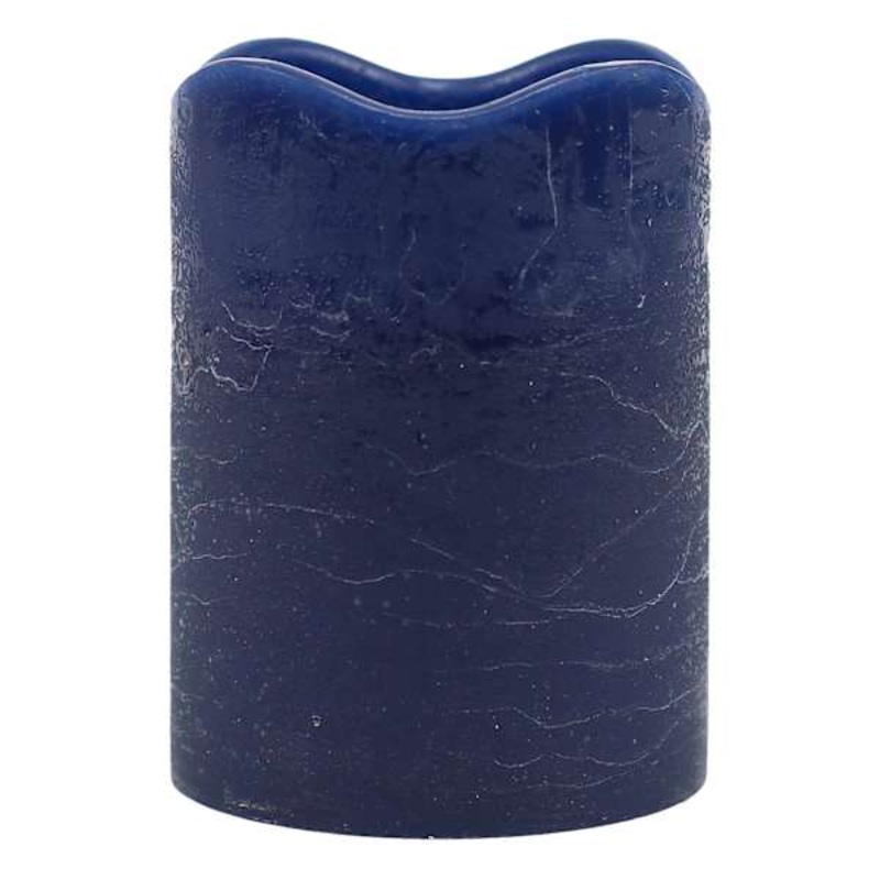 Dark Blue Wax LED Pillar Candle with 6 Hour Timer, 3×4