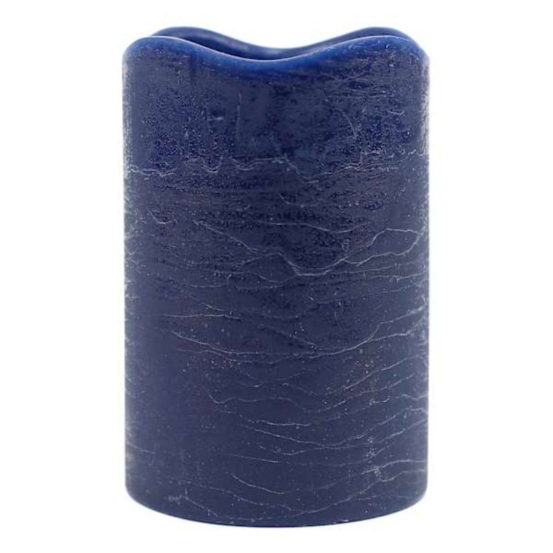 Dark Blue Wax LED Pillar Candle with 6 Hour Timer, 4×6