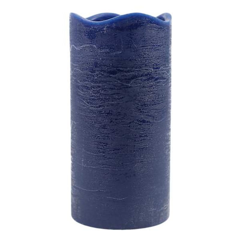 Dark Blue Wax LED Pillar Candle with 6 Hour Timer, 4×8