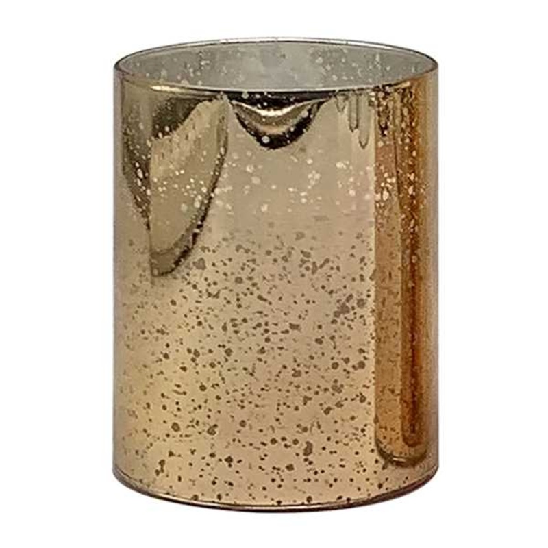 Gold Mercury Glass LED Pillar Candle, 3×4