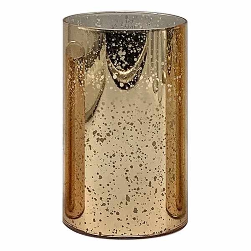 Gold Mercury Glass LED Pillar Candle, 3×6
